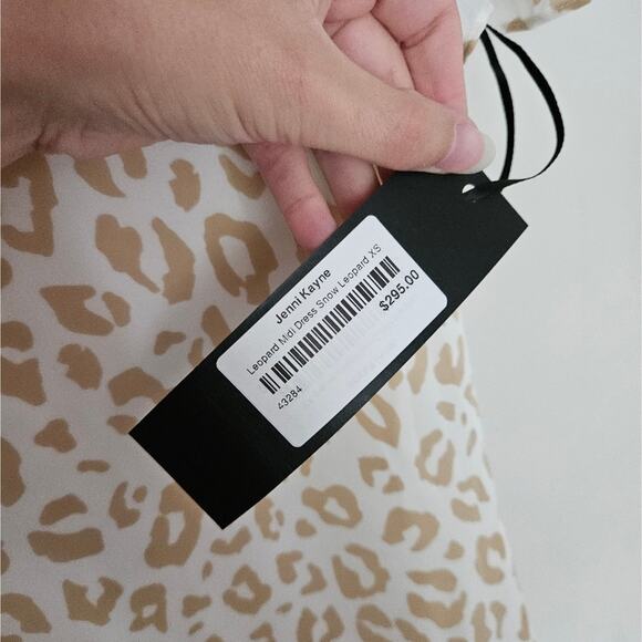 Jenni Kayne Beige Leopard Midi Silk Dress in Snow Leopard NWT Size X-Small - Picture 7 of 16